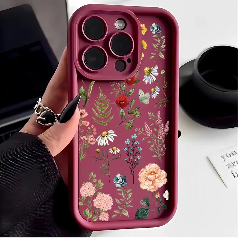 Cute Floral Pattern Matte Silicone Shell Case