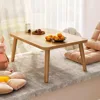 Small Coffee Table Low Table Solid Wood Sturdy Floor Table Desk for Sitting on The Floor, Storage and Living Room Furniture 2