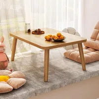 Small Coffee Table Low Table Solid Wood Sturdy Floor Table Desk for Sitting on The Floor, Storage and Living Room Furniture 2