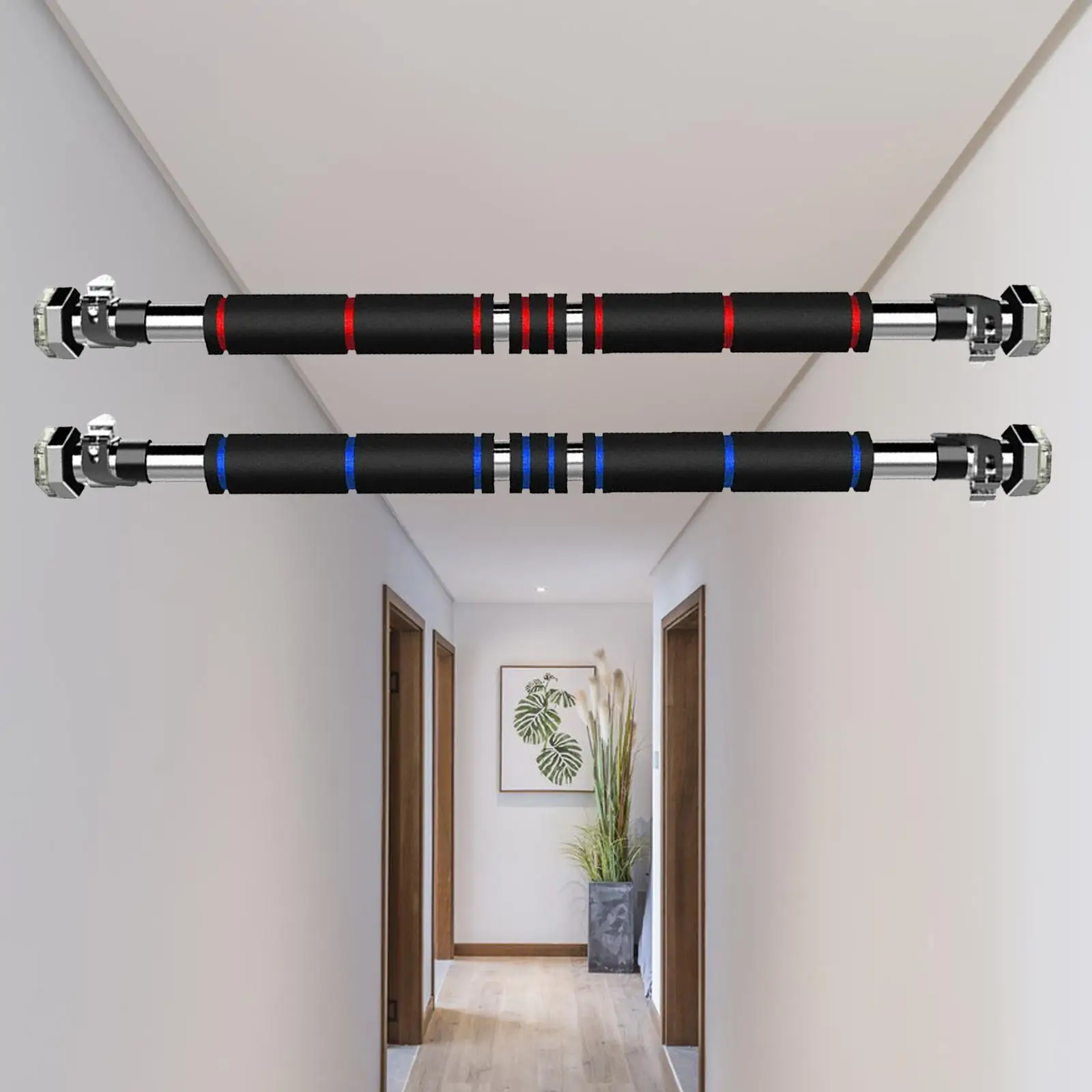 Barre de traction porte ajustable longueur 80-130 cm - Barre horizontale télescopique musculation maison