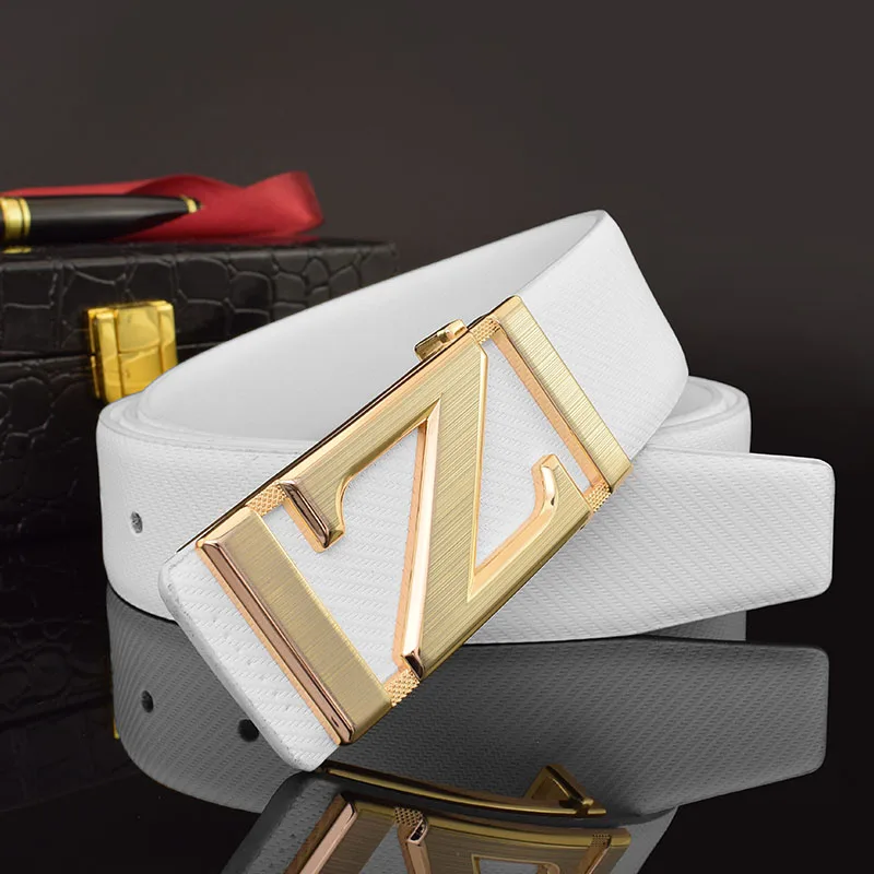 New White Men's Belt Designer Z Letter Casual Authentic Fashion Belt Leather White Fancy Vintage Cintos Masculinos Herrengürtel