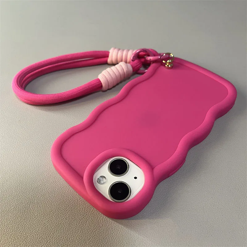 Cute Pure Color Hand Rope Strap Shockproof Phone Case