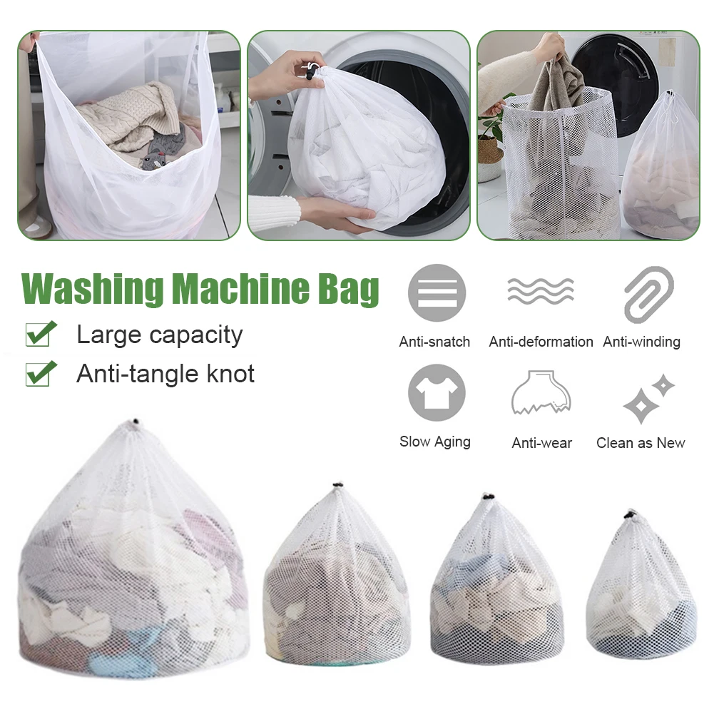 Net Washing Machine Bag Drawstring Mesh Underwear Laundry Basket
