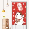 Japanese Style Lucky Cat Printed Door Curtain Partition Kitchen Doorway Decorative Drapes Cafe Restaurant Entrance Half-Curtain 2