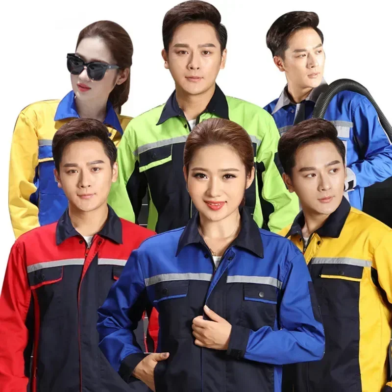 

Mechanic Uniforms Workshop Reflective Wear-resistant Factory Repair Women Clothing Men Auto Coveralls Work Autumn 2020spring Set