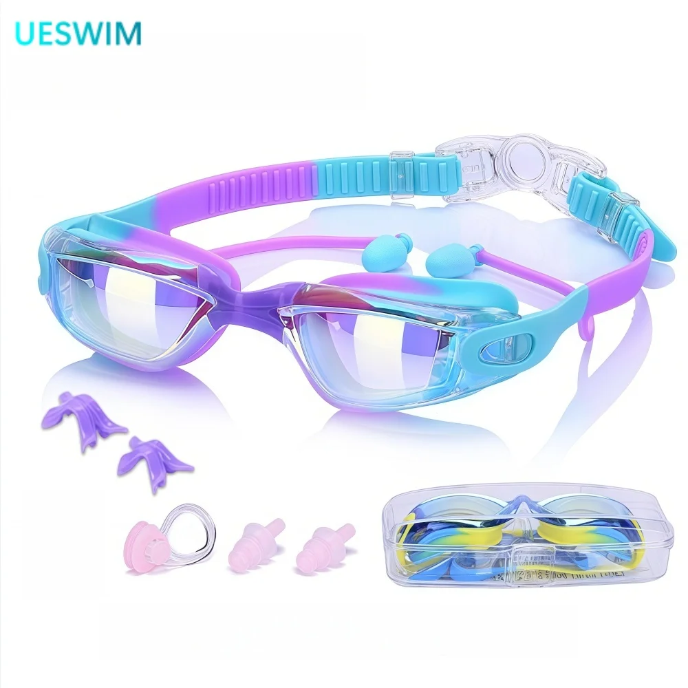 Lunettes natation enfants 2-14 ans silicone qualité anti UV400 protection verres clairs set
