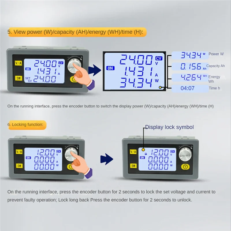【BAAZ Fast 】CNC 조정 가능한 DC 조정 전원 공급 장치 정전압 정전류 유지 보수 20A/1200W 스텝다운 모듈
