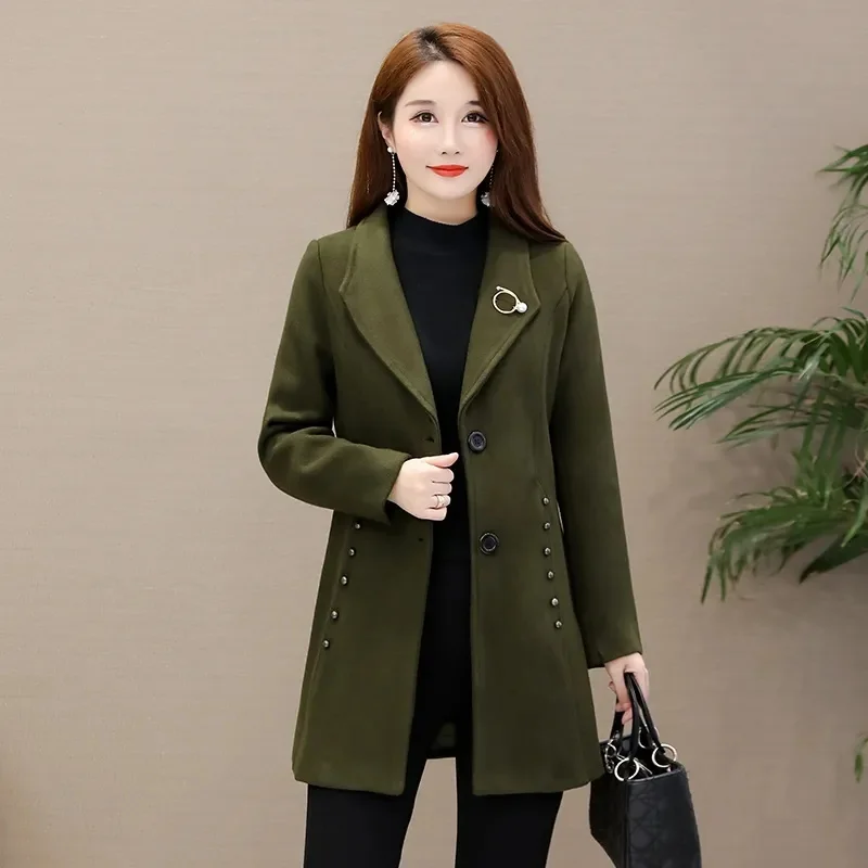 2023 Winter New Woolen Coat Women's Mid length Korean Edition Women's Thickened Slim Fit Show Thin Autumn and Winter Woolen Coat