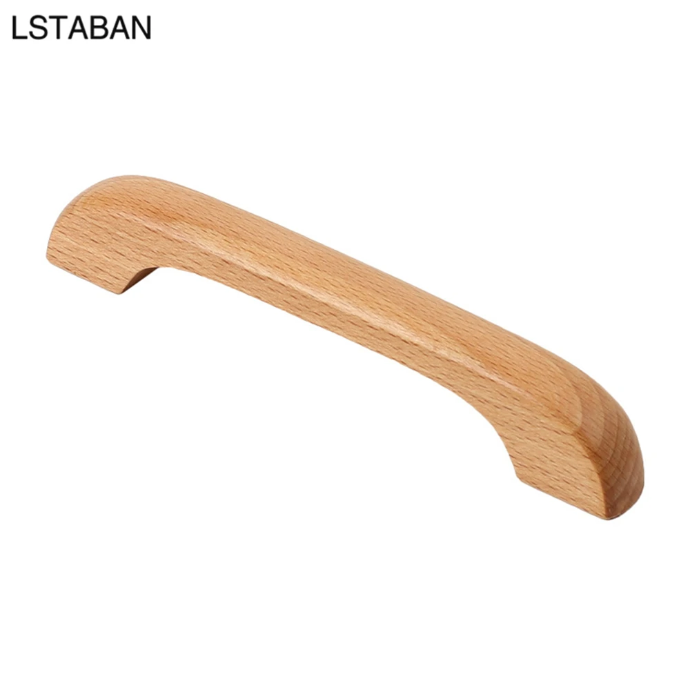 furniture handles kitchen door handles Solid Wood Kitchen Cabinet Handle Beech Varnish Furniture Wooden Door Drawer Knobs Cupboard Pull Handle