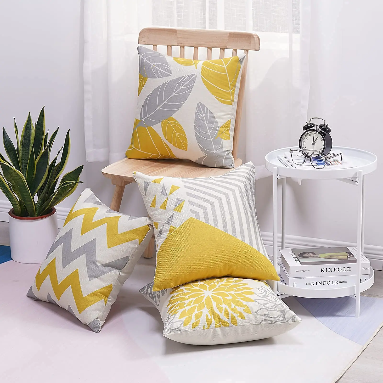 Nordic yellow gray geometric linen pillowcase sofa cushion cover home decoration can be customized for you 40x40 50x50 60x60