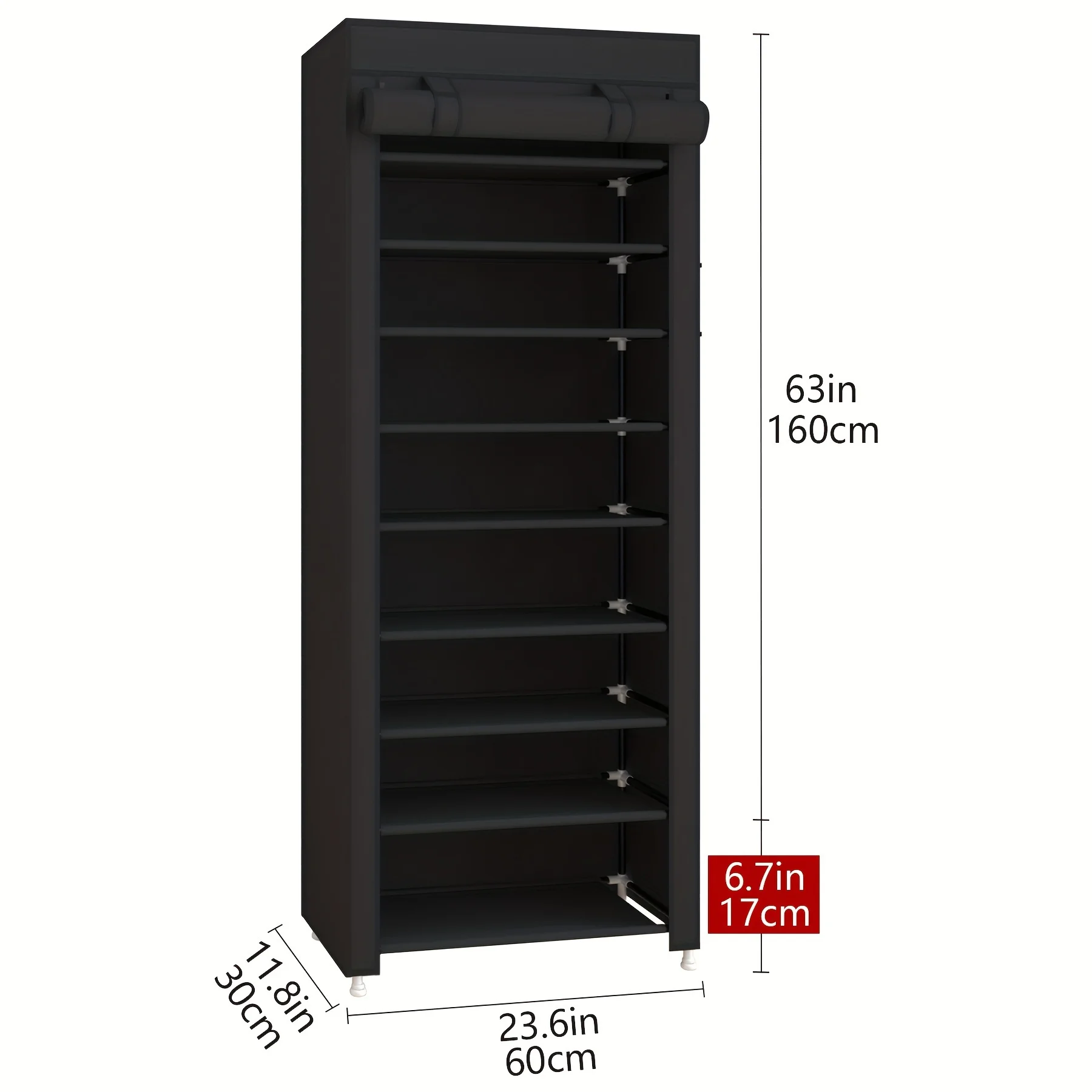 10-layer high-capacity shoe rack with dust cover, 9-compartment shoe rack, space-saving entrance shoe rack, easy to assemble 4