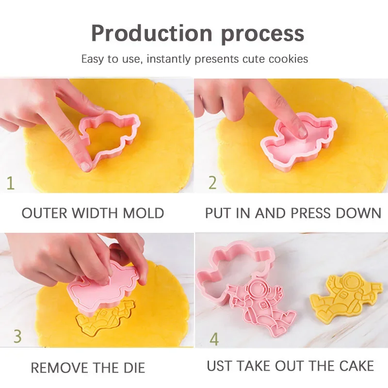 8 Pcs/set Cartoon Space Cookie Cutters Astronaut Spaceship Rocket Planet Cookie Fondant Stamp Biscuit Mould Cake Baking Tools cookie cutter baking mold cookie mould cookie printing mold fondant cutter