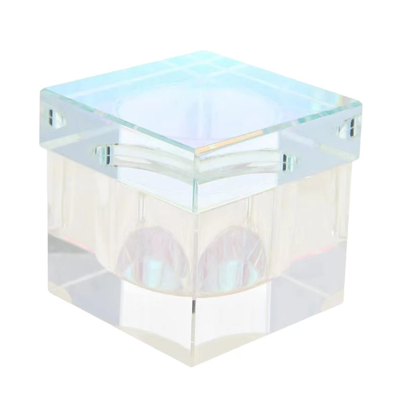 Nail Art Crystal Glass Dappen Dish Cup with Lid Square Nail Liquid for Monomer Liquid Powder Holder Container Manicure Tools