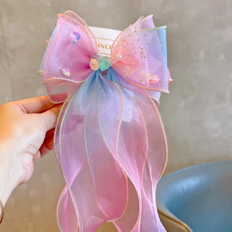 Pink Satin Bow with Tails in Teddy Bear Accessories