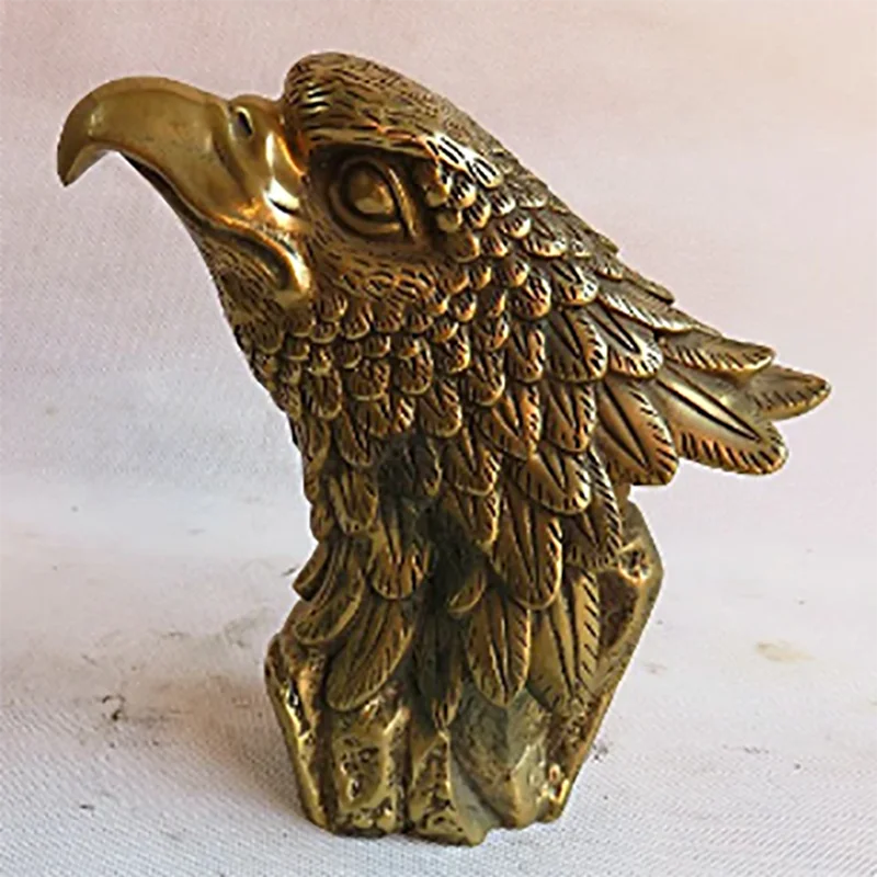

Elaborate Vivid Chinese Brass Lucky Eagle Head Statue