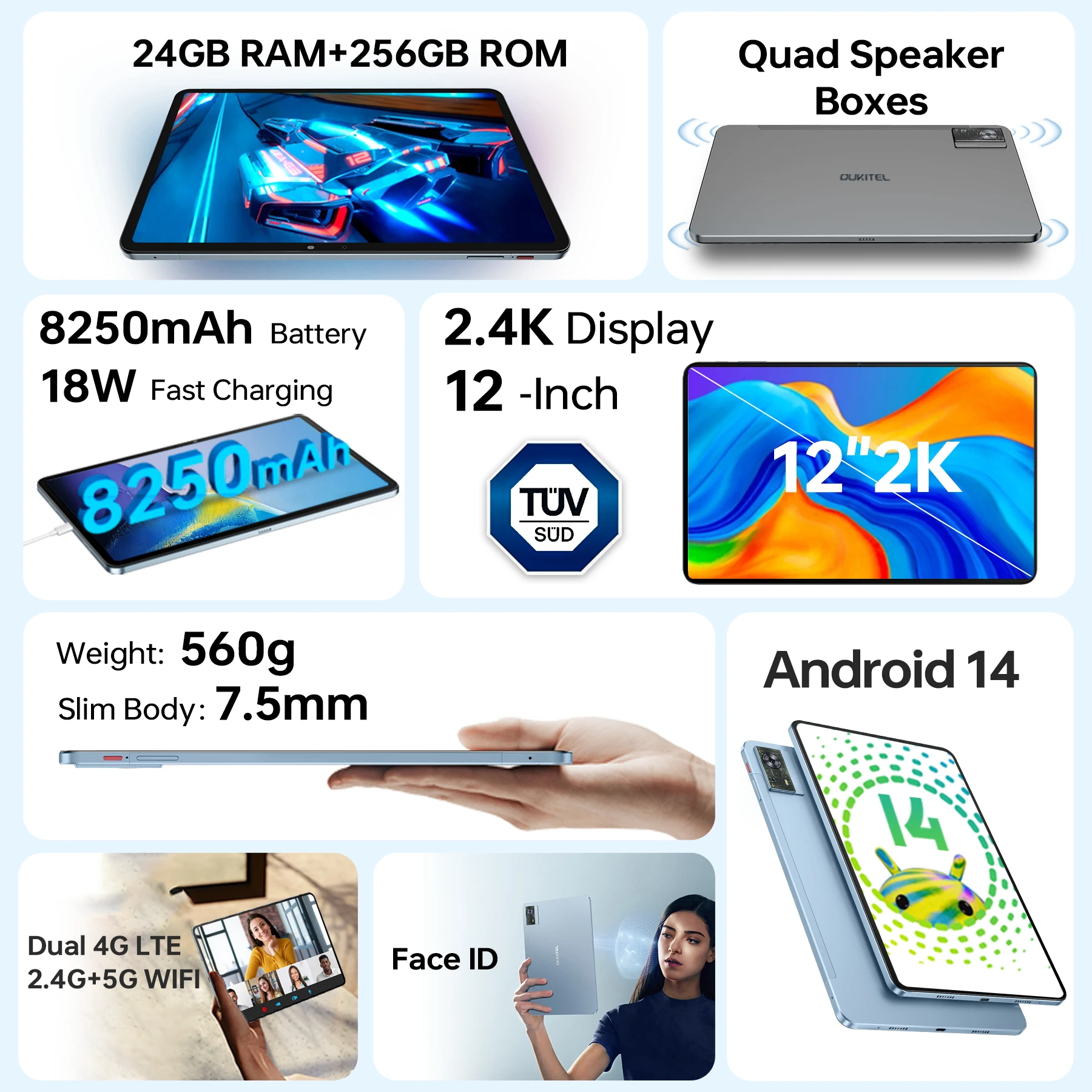 OUKITEL OT5S Android 14タブレット12インチ 5GWiFi 813lCkkJzKL._AC_UF350,