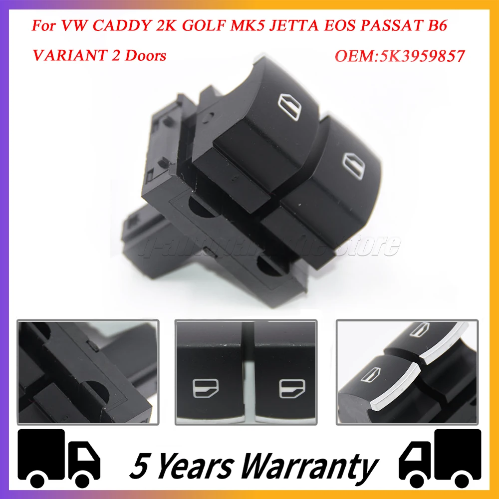 

Esirsun Window Master Switch Control Button Fit New For VW CADDY 2K GOLF MK5 JETTA EOS PASSAT B6 VARIANT 2 Doors,5K3959857