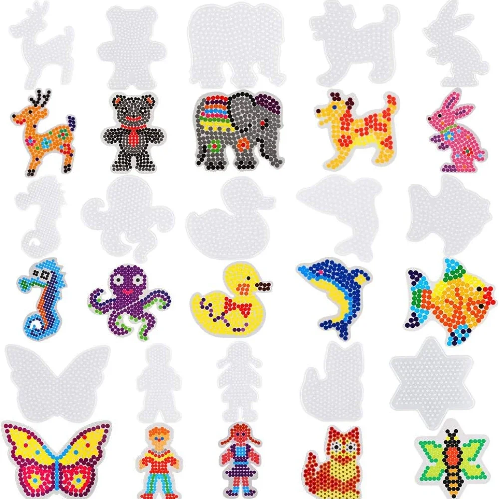 15 Pieces Fuse Beads Boards 5mm Clear Plastic Pegboards with Colorful Cards Kids Craft DIY Toys Perler Hama Beads Pixel Puzzle 2