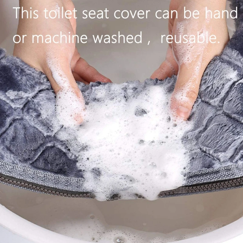 Toilet Seat Cushion Winter Velvet Warm Washable Universal Toilet Mat Bathroom Case Lid Accessories
