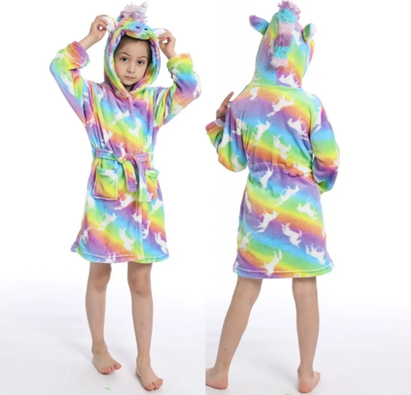 Children Bathrobe For Girls Kigurum Unicorn Pyjamas Boys Hooded Bathrobe