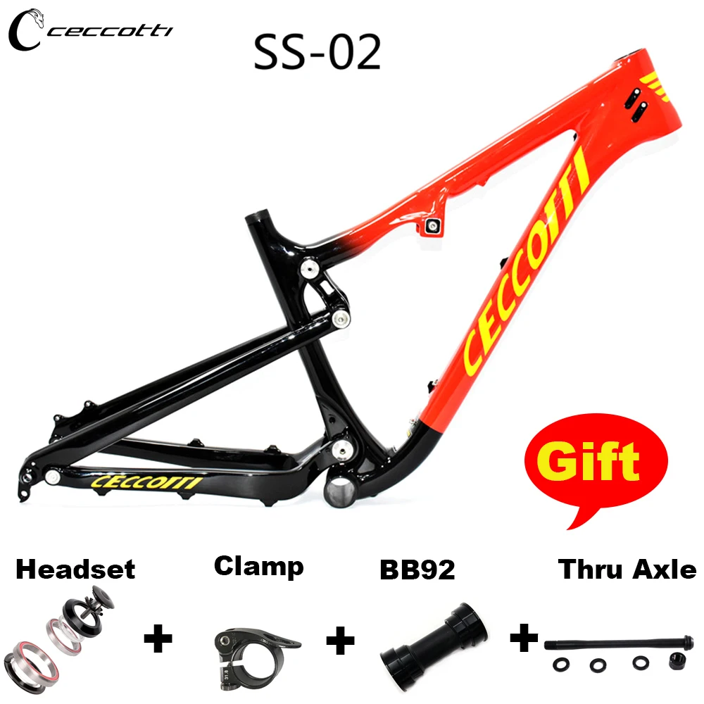 CECCOTTI Bicycle Frames 27.5er Suspension MTB Frame 16.5in T1000 Full