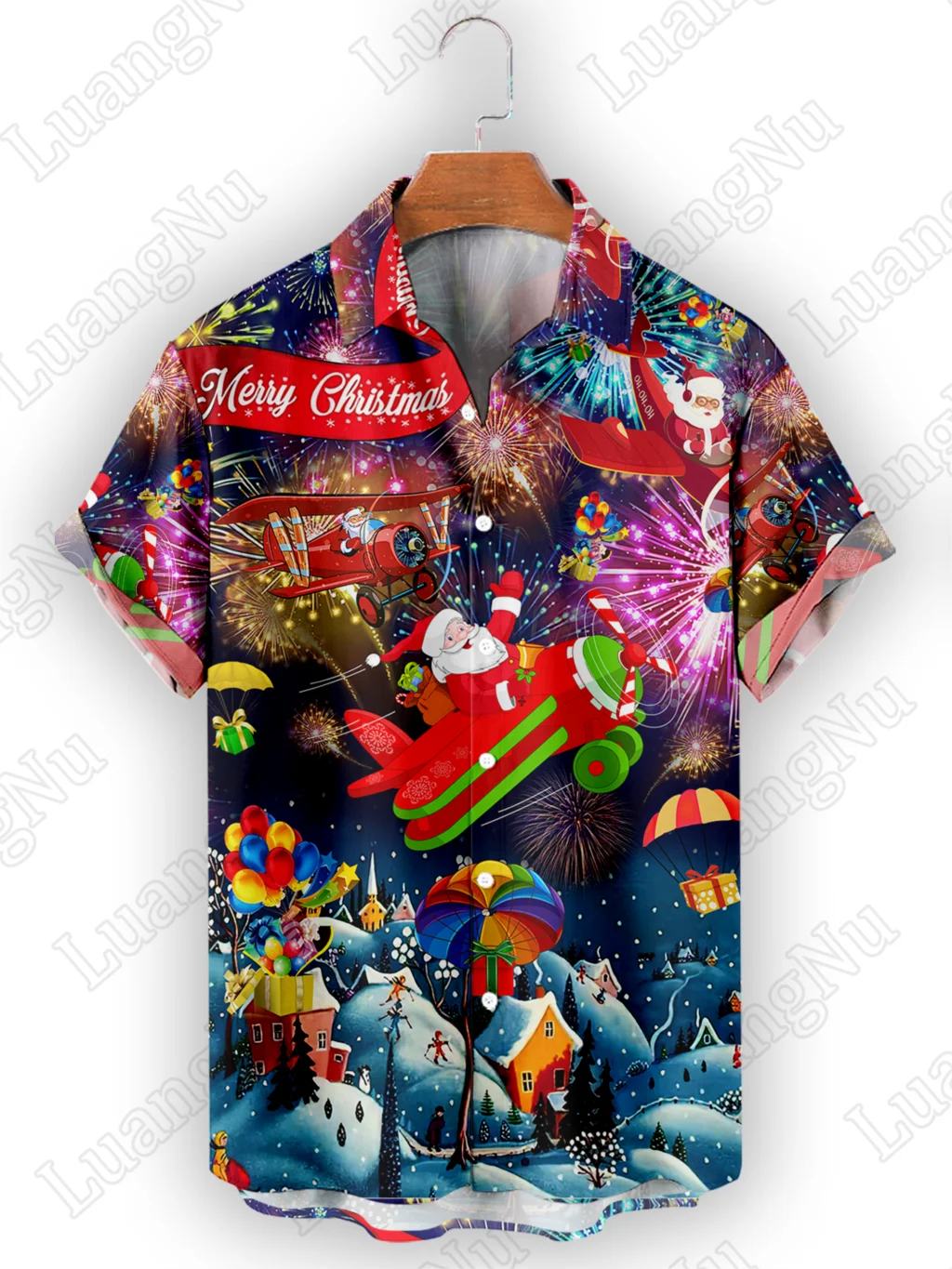 

Merry Christmas Day Men's Shirts Short Sleeve Tops Women Blouses High Quality Button Up Shirts for Men 2023 Oversized Streetwear