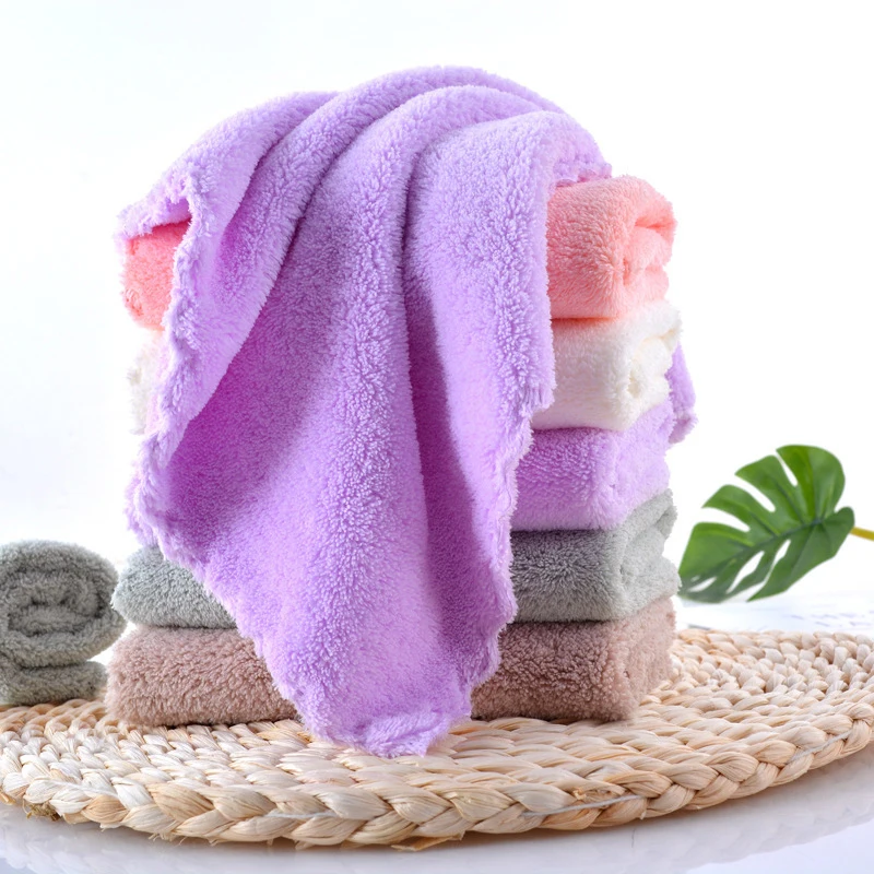 30x30cm10pcs High Density Coral Velvet household cleaning face high-quality with children's towels Small Square Towel Hand towel 2