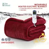 120V, 10 temperature settings with LCD Heated Blanket Electric Throw,1-12 hours Auto Shut Off, Detachable and machine washable 1