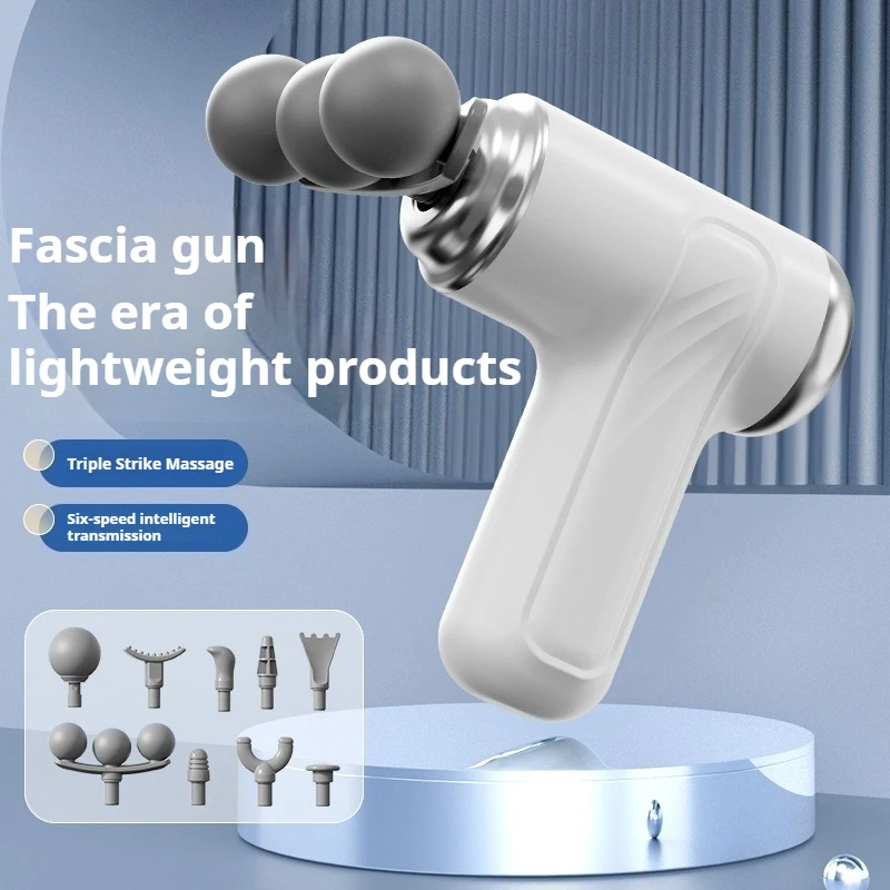 1 Pcs Random Color 6 Speed Mini Massage Gun 3-head Big Area Deep Tissue Percussion Relieve Fatigue Wireless Electric Massage Gun