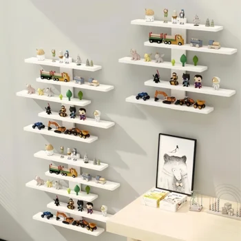 Adjustable Wall-mounted Display Stand for Action Dolls, Small Building Blocks and Collectibles - Modern Indoor Storage Shelf 1