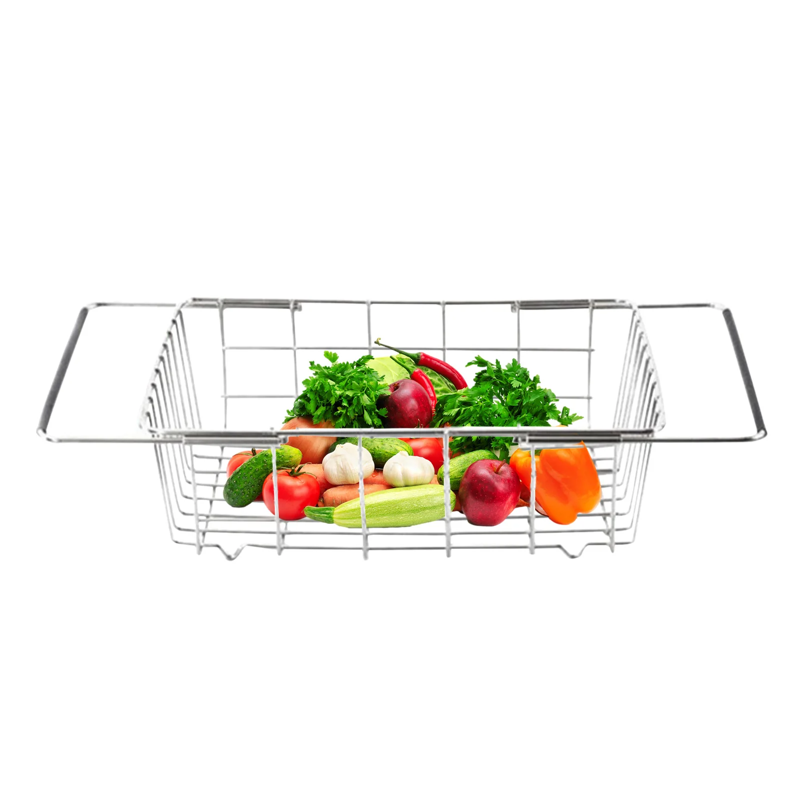 Telescopic Drain Basket Expandable Over Sink Dish Drying Rack Large