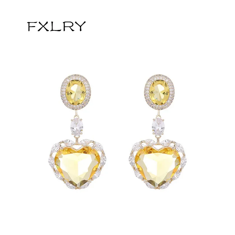 

FXLRY элегантные серьги AAA циркониевый в форме сердца циркониевые серьги в форме сердца женские ювелирные изделия Модные Висячие серьги для женщин ювелирные изделия