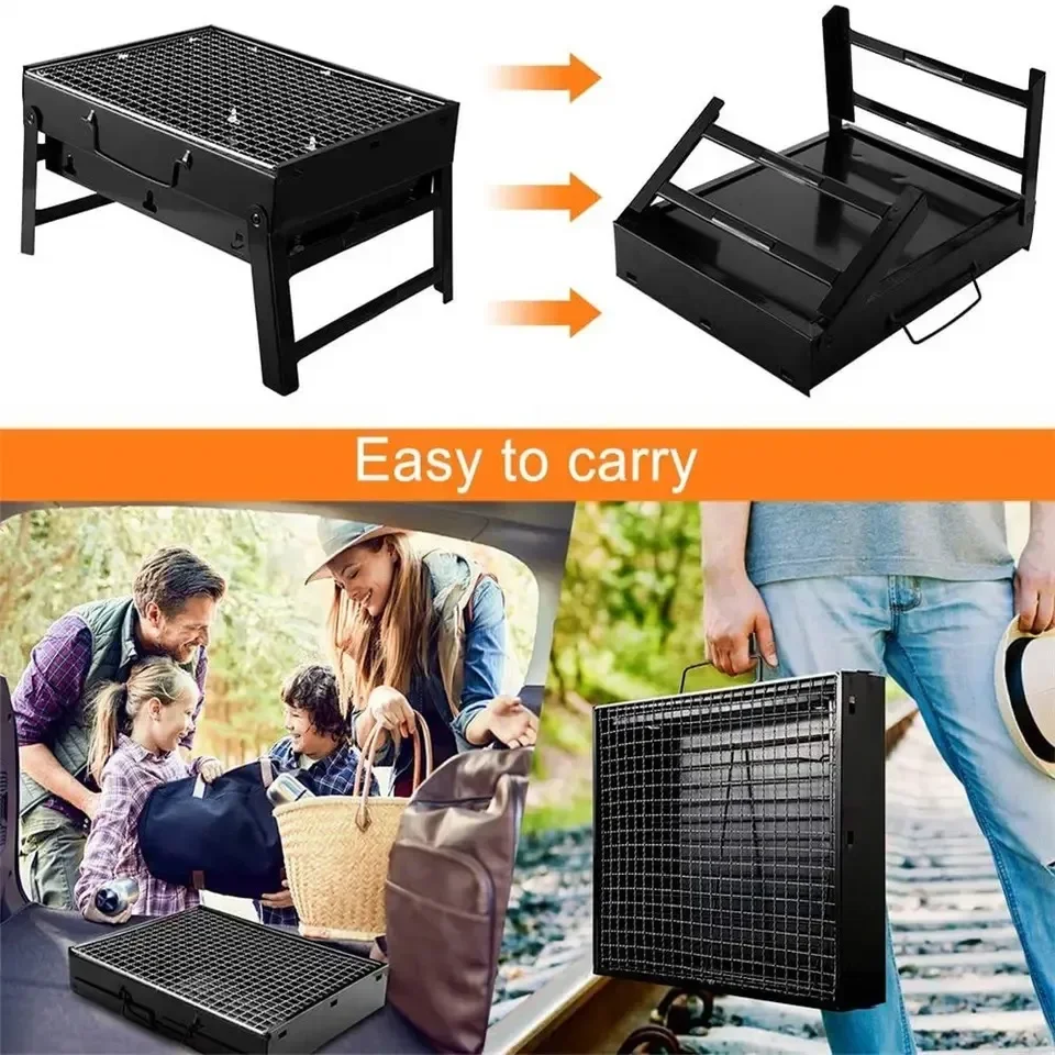 Portable BBQ Charcoal Grill Stainless Steel Small Mini BBQ Tool Kit Outdoor Cooking Camping Picnic Beach Portable barbecue grill barbecue stove barbecue charcoal stove