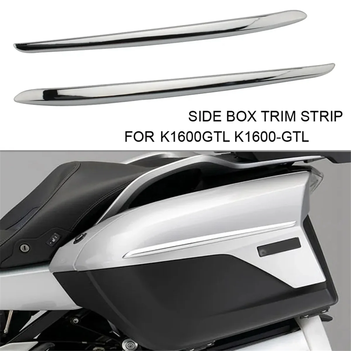 오토바이 우측 박스 트림 스트립, 사이드 패널 보관 박스, 도금 트림 스트립, BMW K1600GTL 2011-2023 에 적합