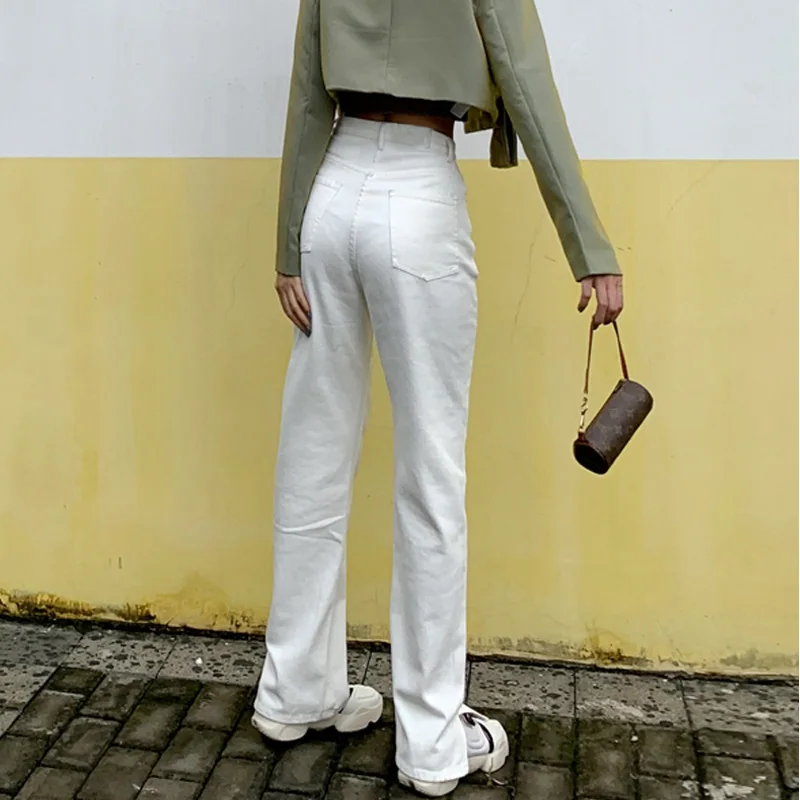 Women's Jeans Straight Leg Mom Jeans Baggy High Waist Pants  Fashion Casual Loose Solid Color Classic Denim Trousers Female