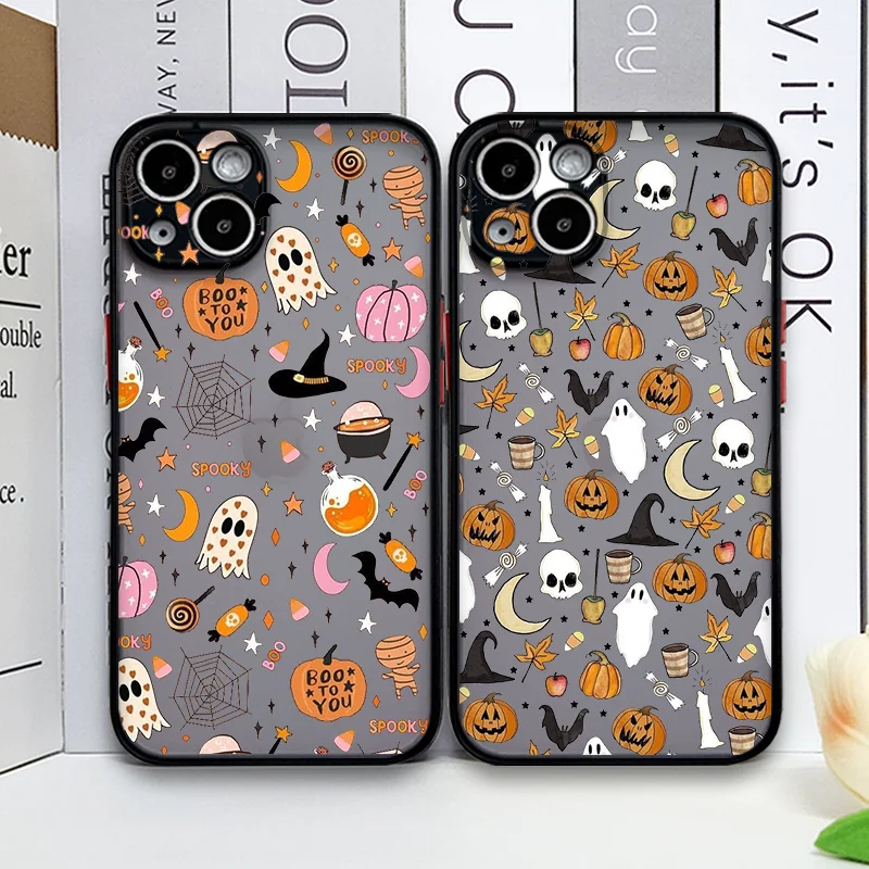 Whimsical Halloween Pumpkin & Ghost Pattern Phone Case Back Cover