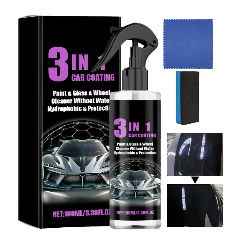 

3 In 1 Ceramic Car Coating Spray Mild Ceramic Coating Spray With Cloth Powerful Multifunctional Car Maintenance Supply