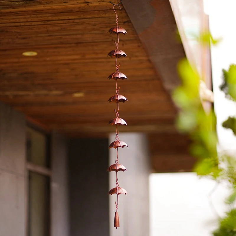 Rain Chains Metal Rain Chain Decorative Umbrella Chain Bell Decor For Home,Replacement For Gutter Downspouts