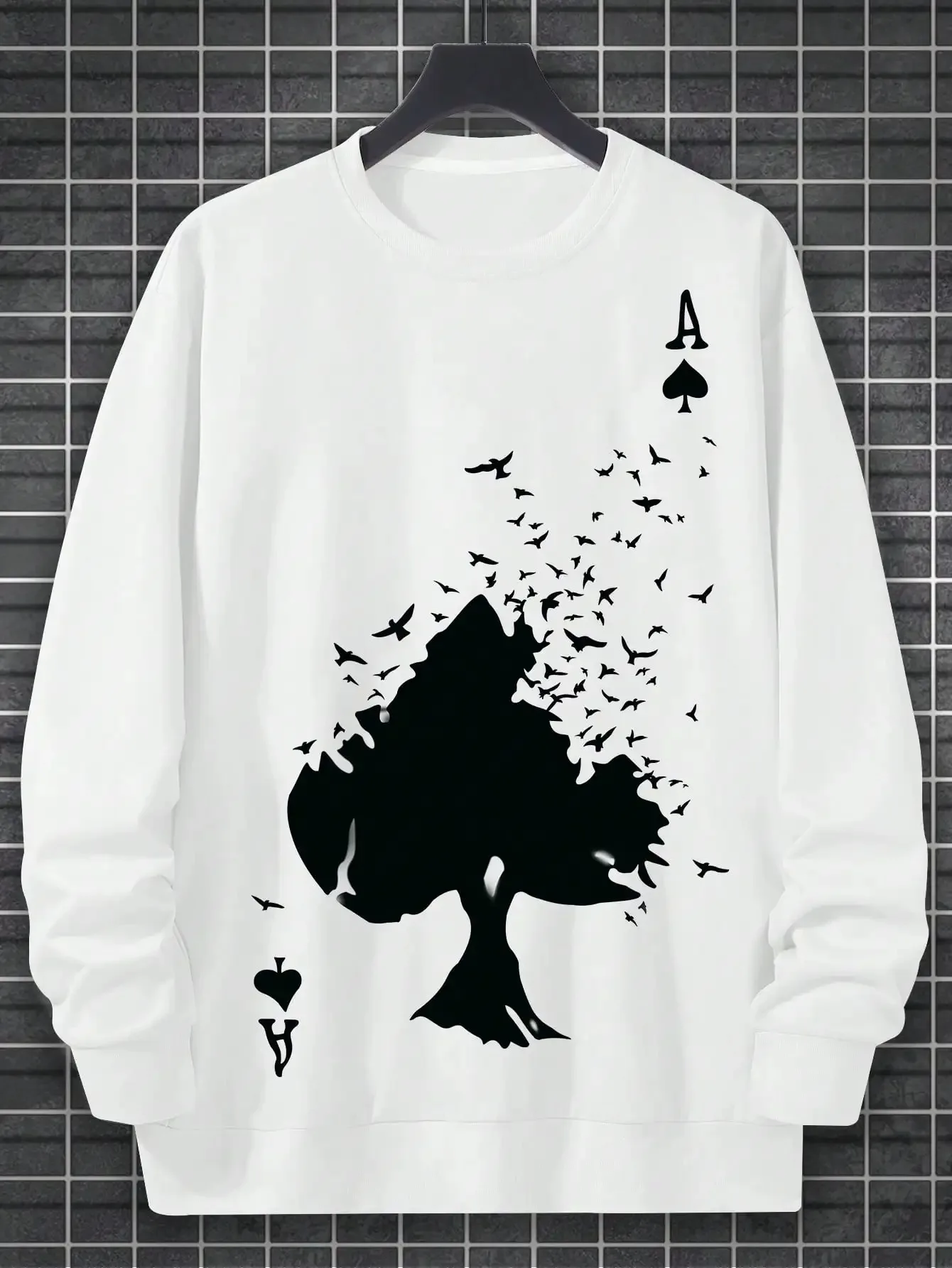 Drifting spades black pattern men's cotton sweatshirt comfortable creative jumper hip-hop top men's casual street wear
