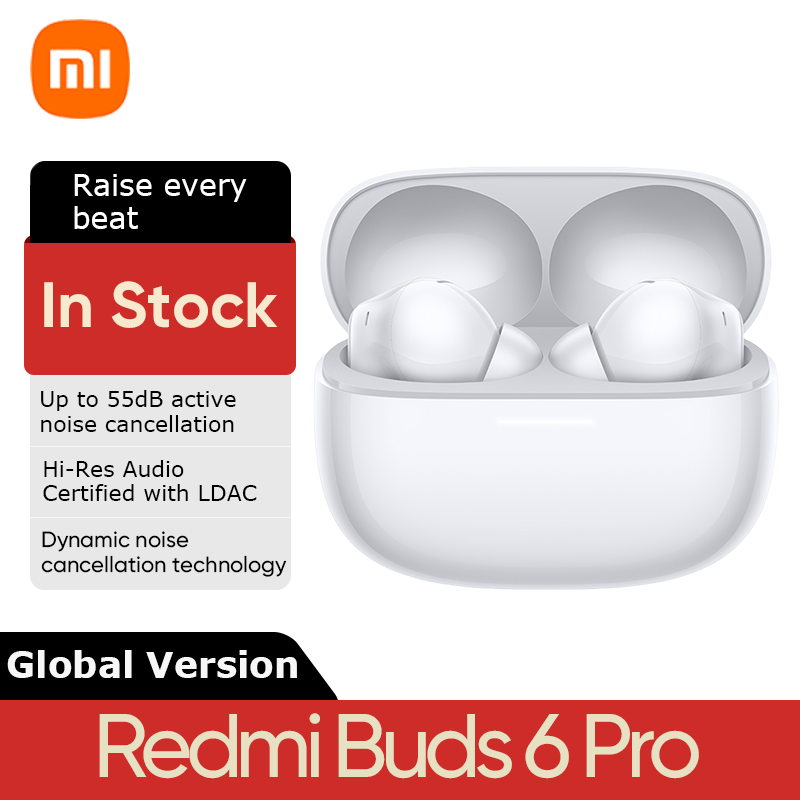Global Version Xiaomi Redmi Buds 6 Pro Up to 55 dB active noise cancellation Hi-Res Audio with LDAC Built-in dimensional audio