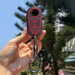 Premium Car Key Caps - Stylish Remote Control Accessories Case Cover (Black red flat set)