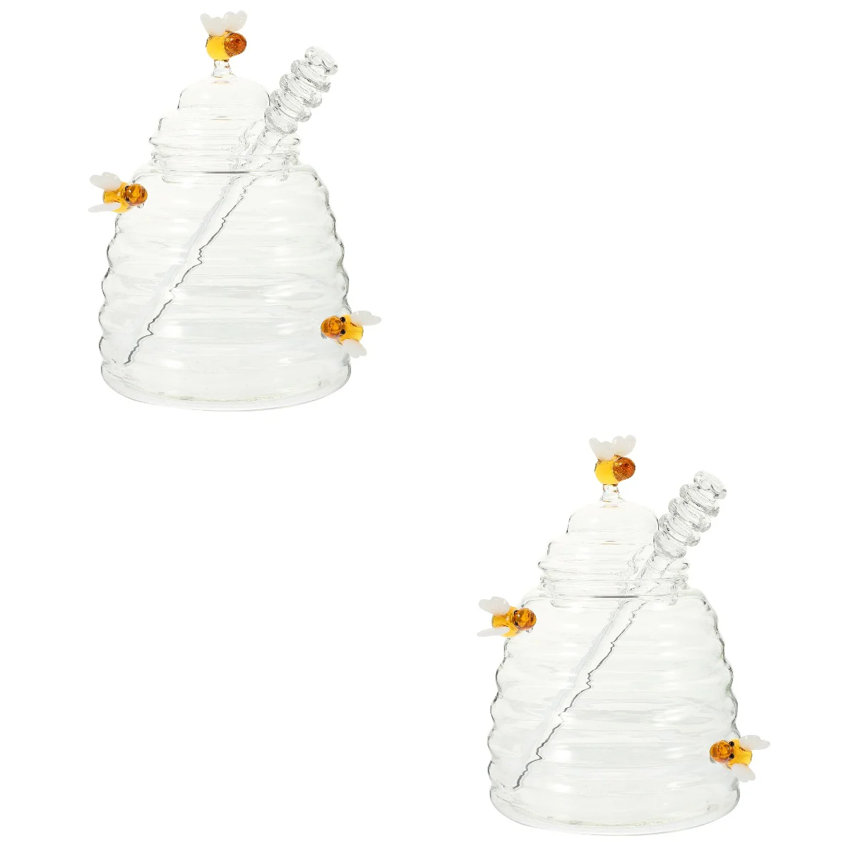 

2 Sets of Glass Honey Pot Transparent Honey Container Household Syrup Pot with Dipper