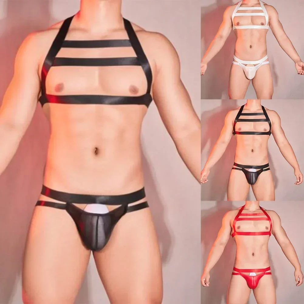 Sexy Men Strap Lingerie Chest Harness Costume Hollow Elastic Bondage Breathable and Stretchy Fabric Seduce Your