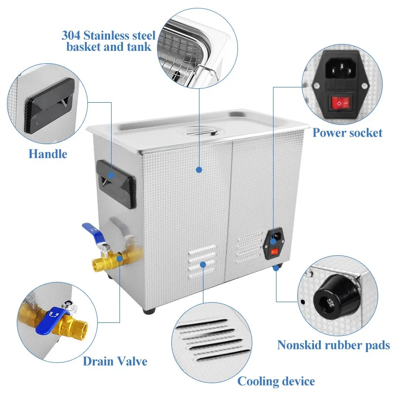 6.5L 180W Ultrasonic Cleaning Bath Timer Sound Wave Washer Machine for Jewelry Tableware Glasses Dish Watch Brush Dishwasher