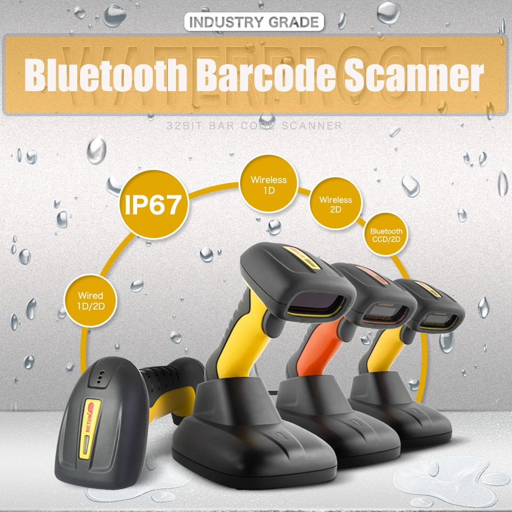 Industrial Level Bluetooth Barcode Scanner Wireless 2D QR Reader Handheld Bar Code Reader for Android iOS PC With Stand Charger datalogic scanner