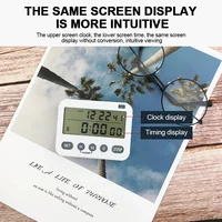 Minuterie numérique pour touristes, grand écran LCD, compte à rebours de cuisine, chronomètre d'étude avec vibration, fonction mémoire 3