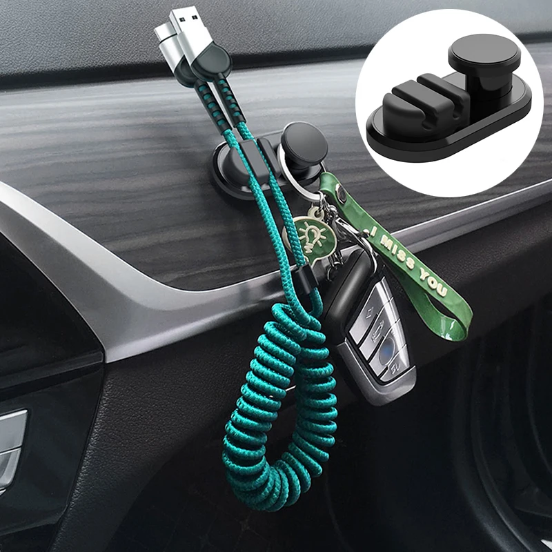 

Universal Car Dashboard Hook Charging Cable Mount Self Adhesive Cell Phone Finger Ring Holder Organizer Car Interior Accessories