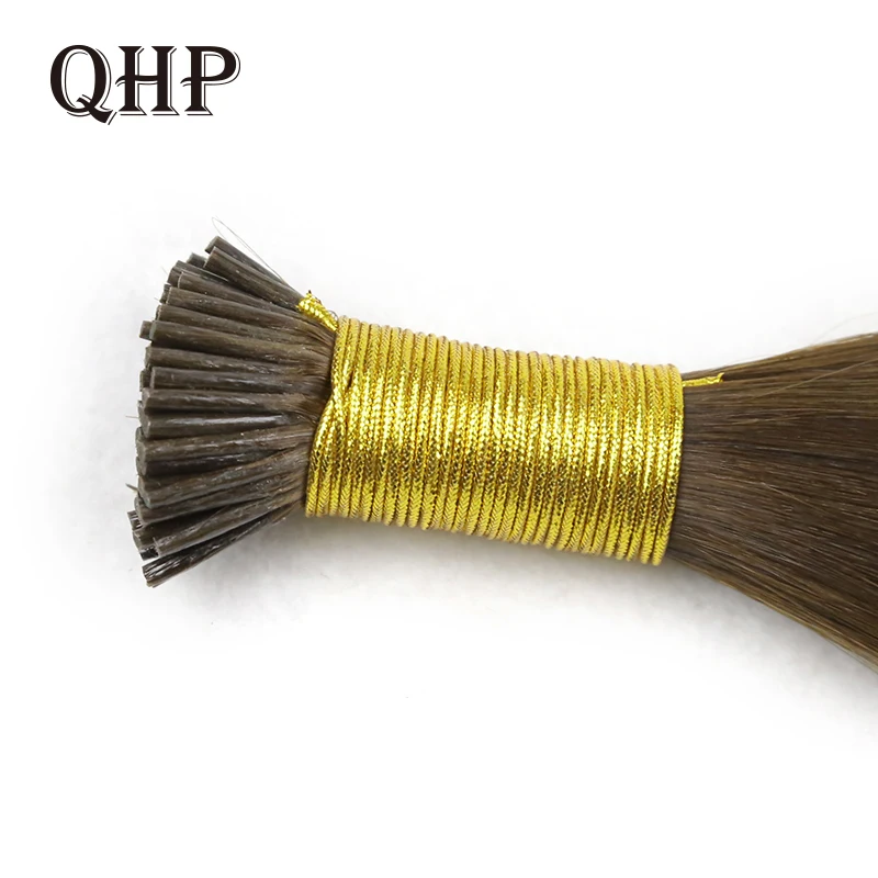 QHP I Tip Original Human Natural Hair Extensions Raw Virgin Human Hair Keratin Capsules Brazil Straight Blonde Color 50pcs/Set
