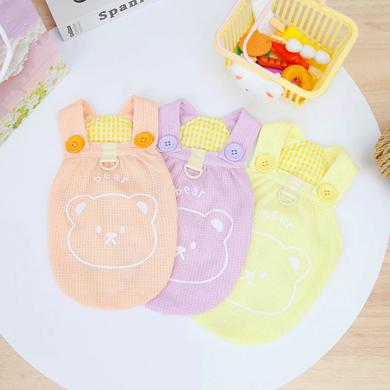 

Pet Dog Clothes Suspender Vest for Dogs Clothing Cat Small Plaid Bear Print Cute Thin Summer Fashion Chihuahua Pet Products 2023