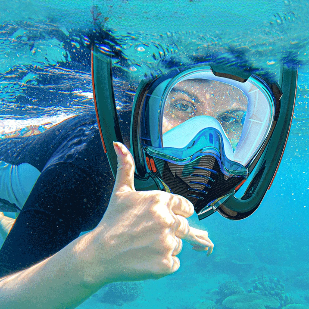 

Snorkel Snorkelling Mask 180 Degree Panoramic View Full Face Dry Snorkel Snorkelling Mask Anti-fog and Anti-leakage Masks